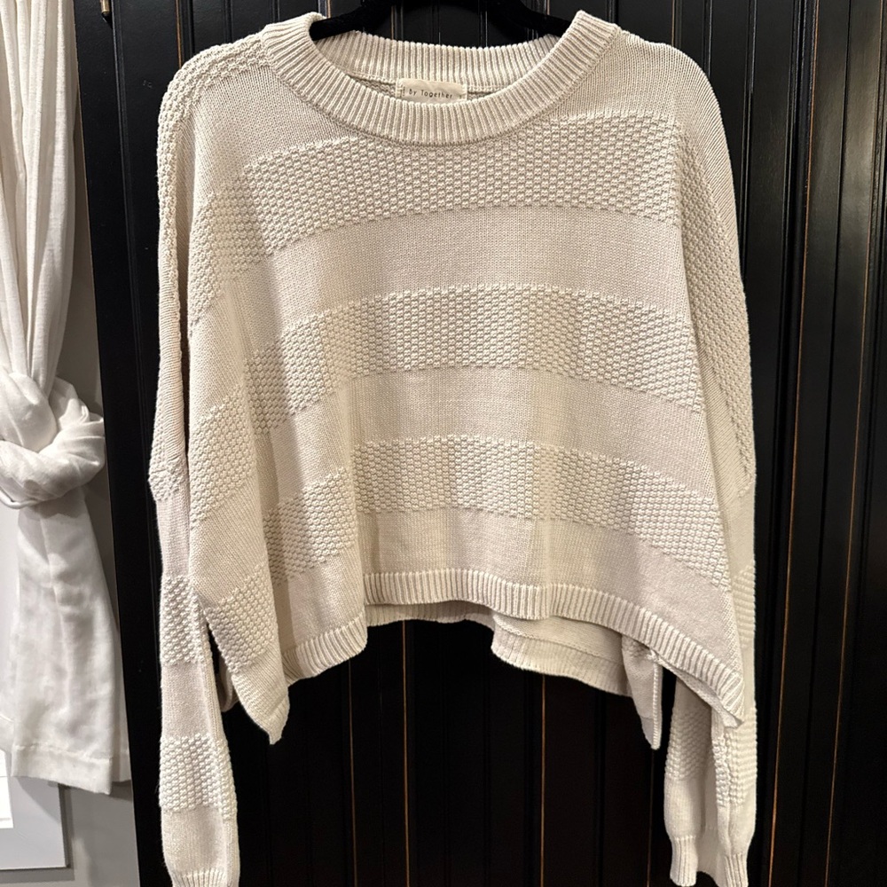 Together size small cropped 100% cotton Women's Ivory Textured Sweater
